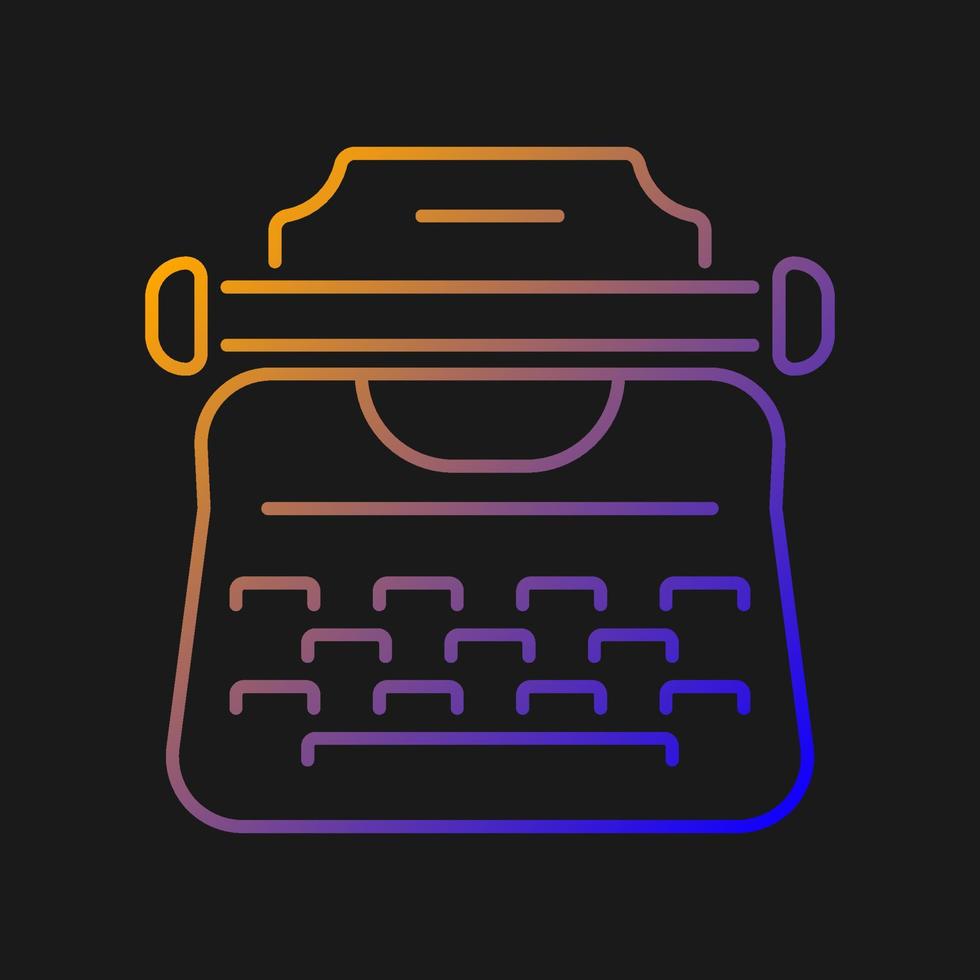 Vintage typewriter gradient vector icon for dark theme