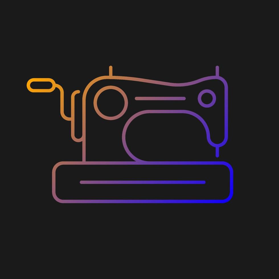 Antique sewing machine gradient vector icon for dark theme