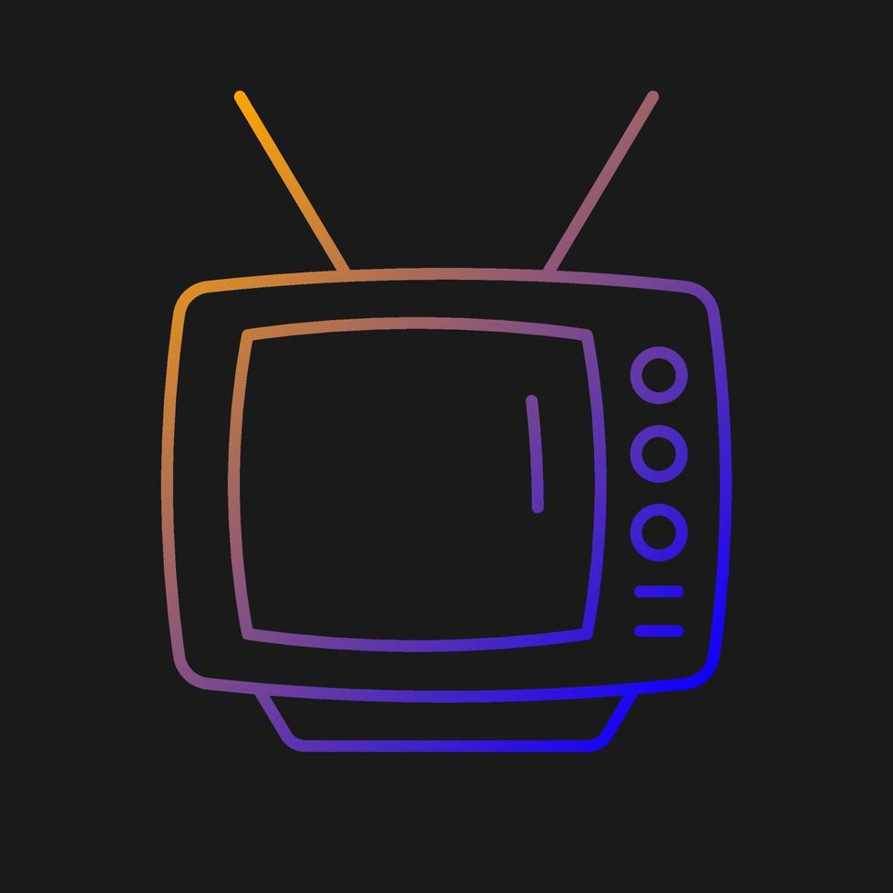 Old-style television gradient vector icon for dark theme