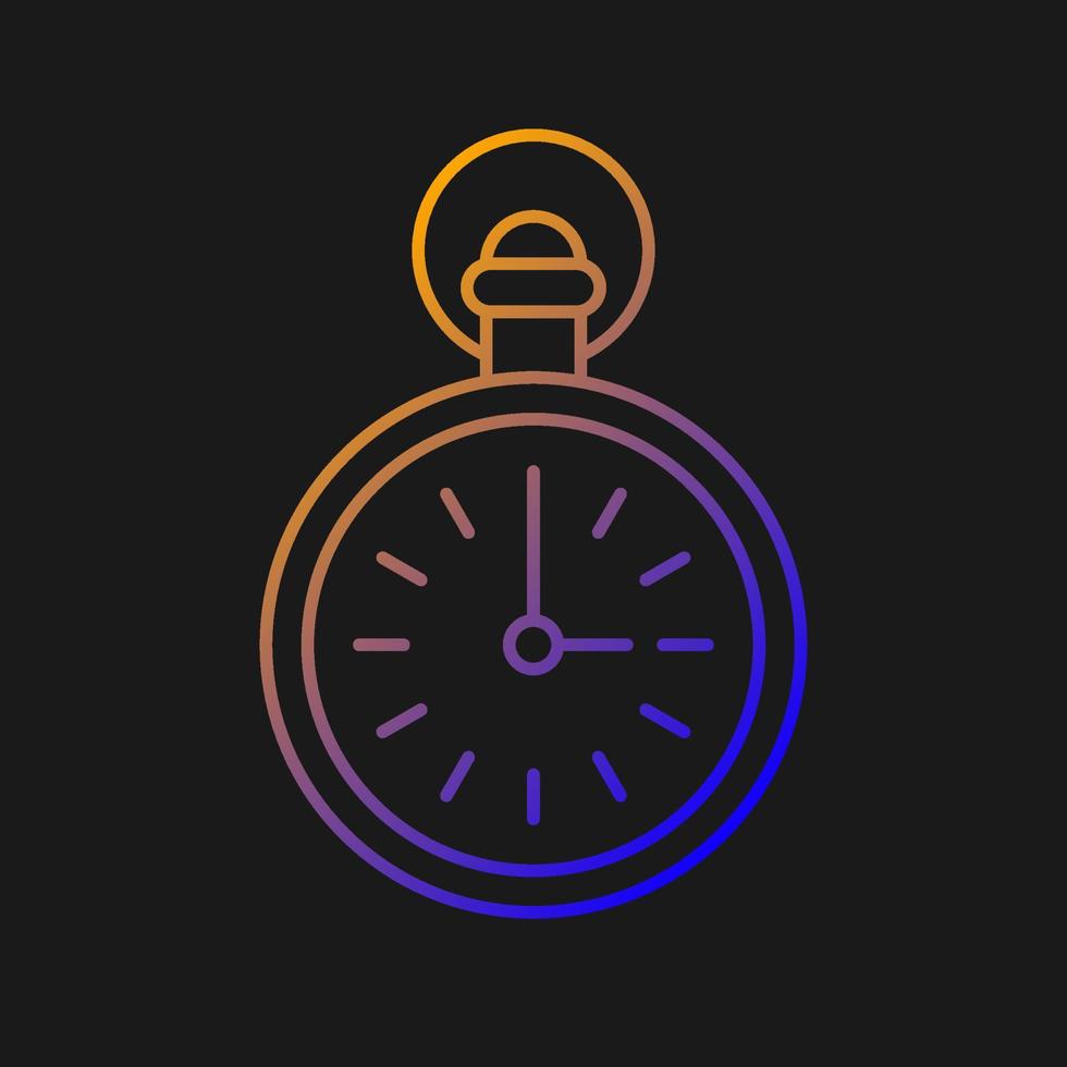 icono de vector degradado de reloj de bolsillo antiguo para tema oscuro