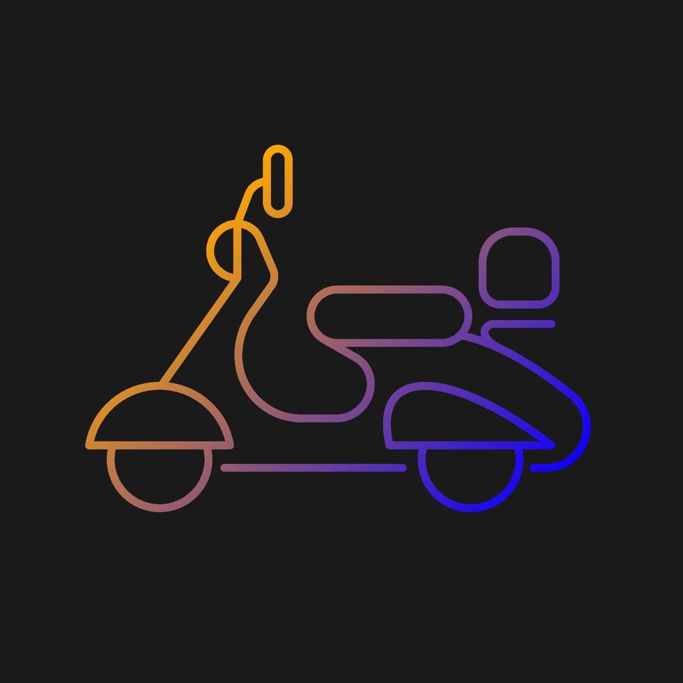 Vintage moped gradient vector icon for dark theme