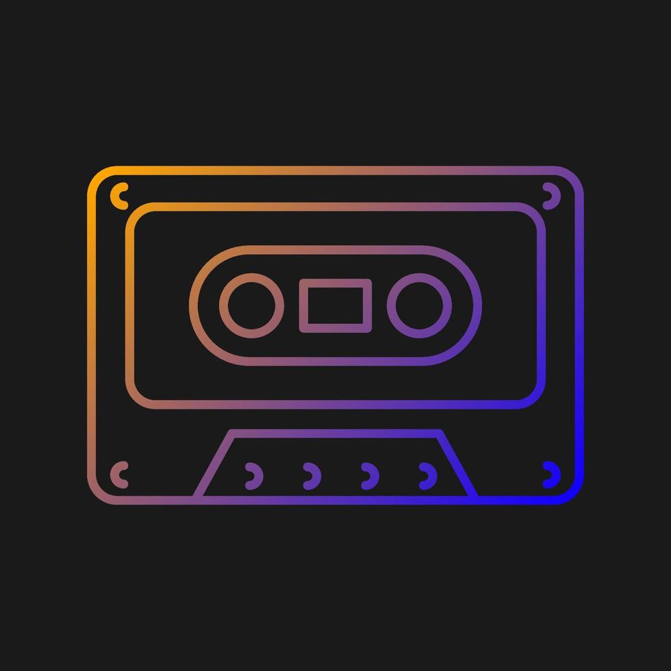 icono de vector de gradiente de cassette de cinta para tema oscuro