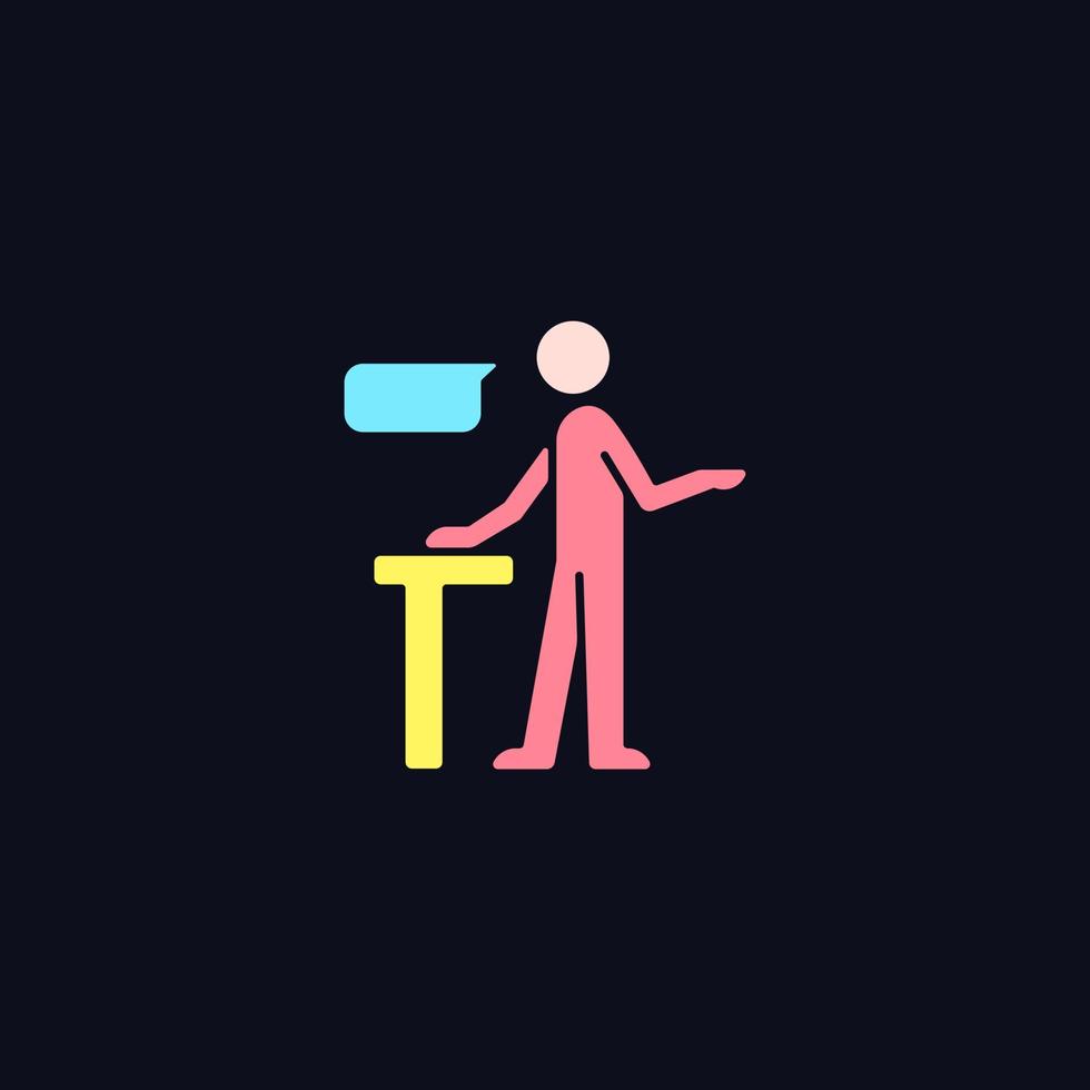 Confident speaking RGB color icon for dark theme vector