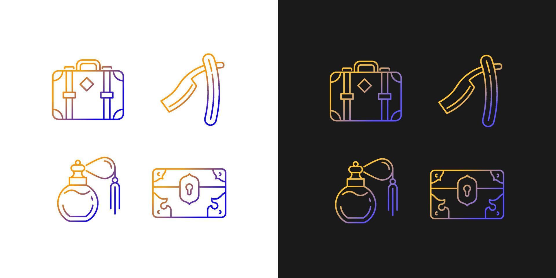 Vintage collection gradient icons set for dark and light mode vector