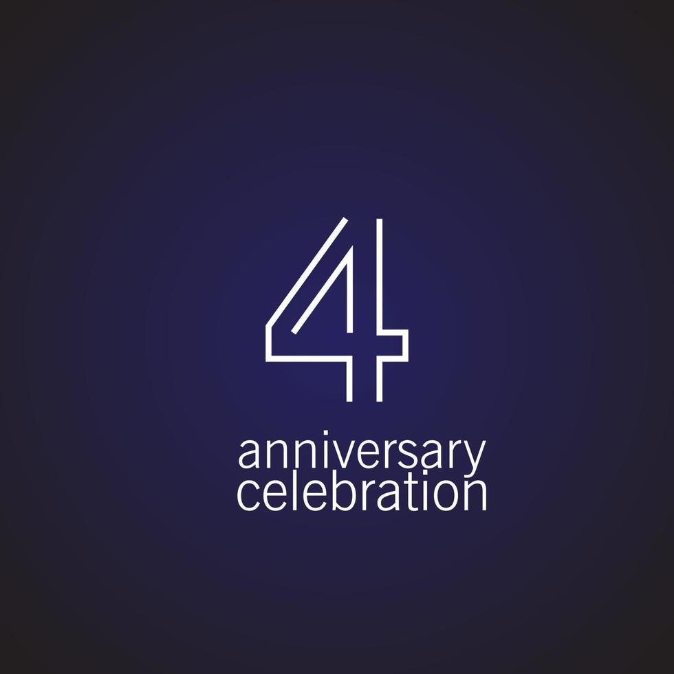 Ilustración de diseño de plantilla de vector de celebración de aniversario de 4 años