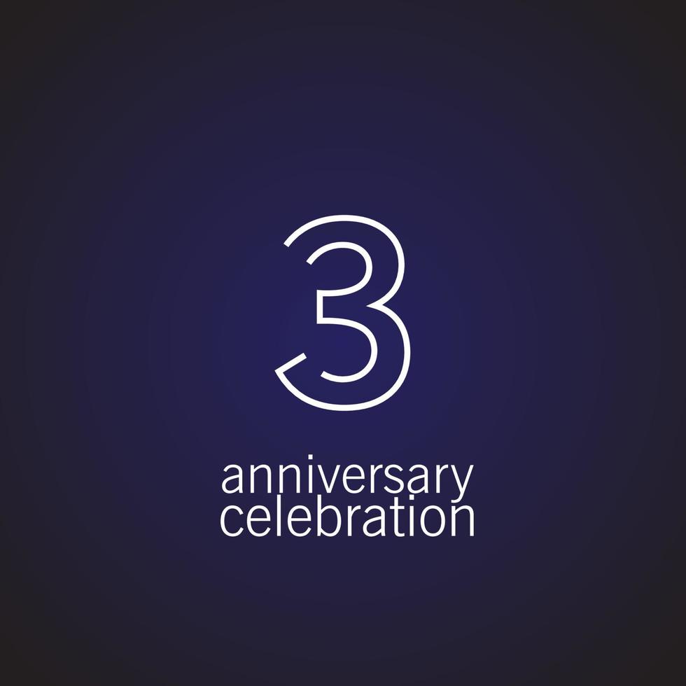 Ilustración de diseño de plantilla de vector de celebración de aniversario de 3 años