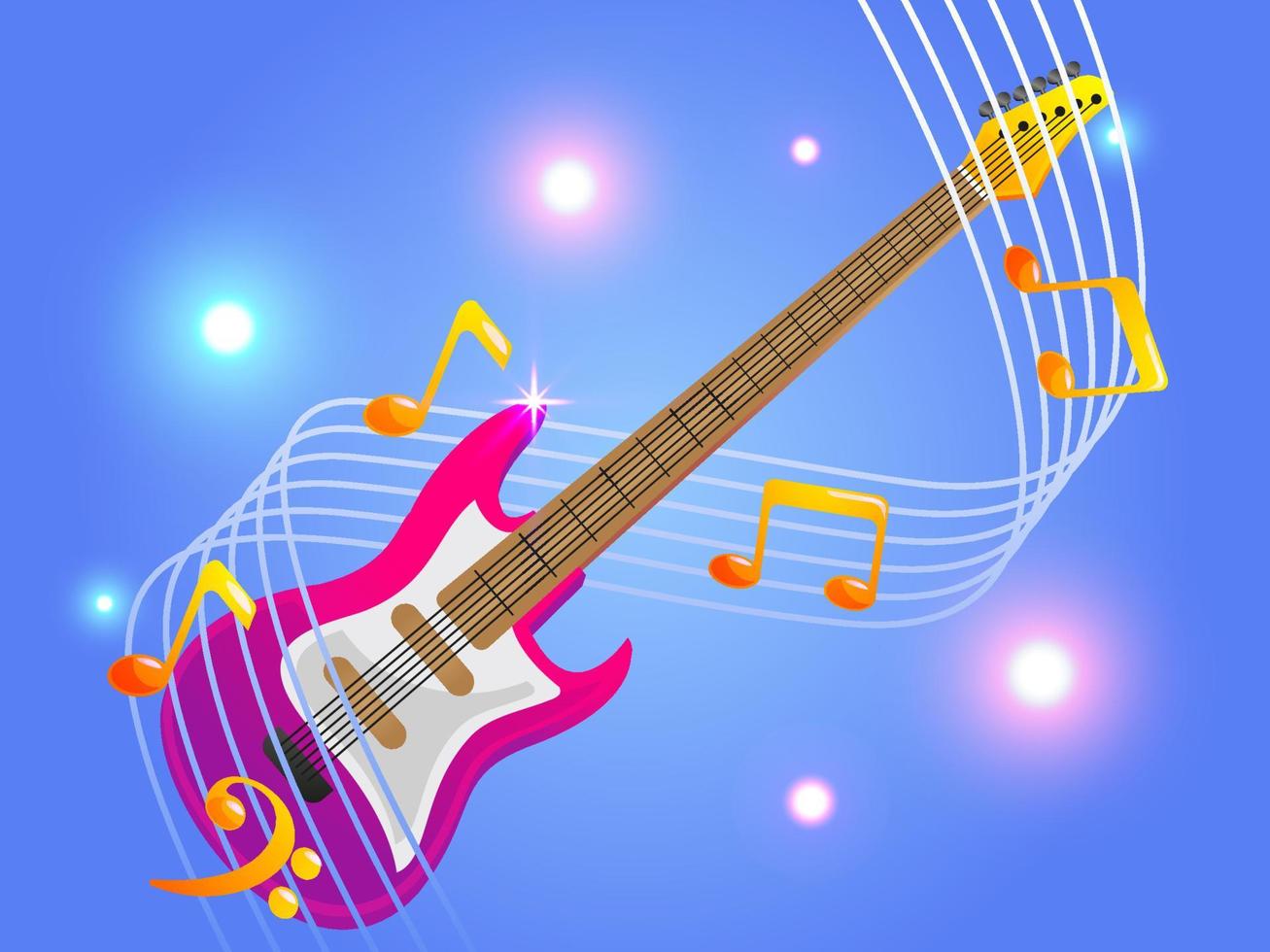 guitar with elegant musical notes music vector
