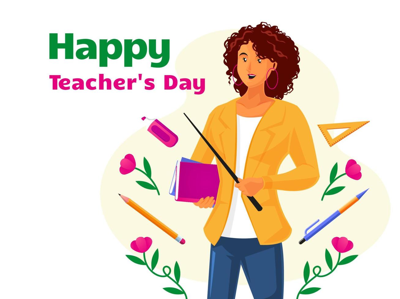 happy teachers day thank you teacher vector