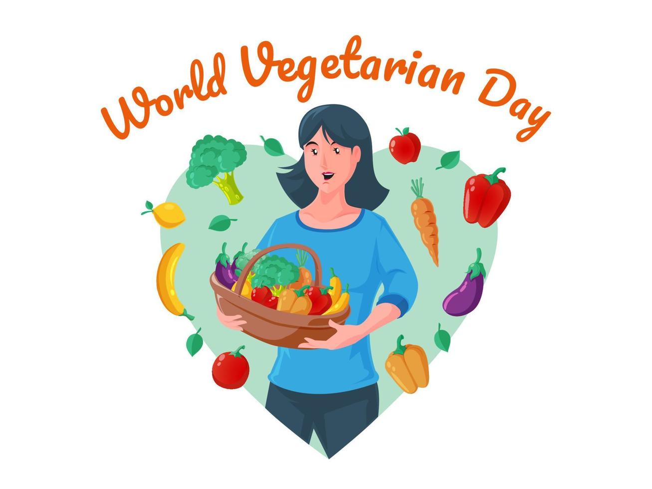 world vegetarian day with healthy women vector