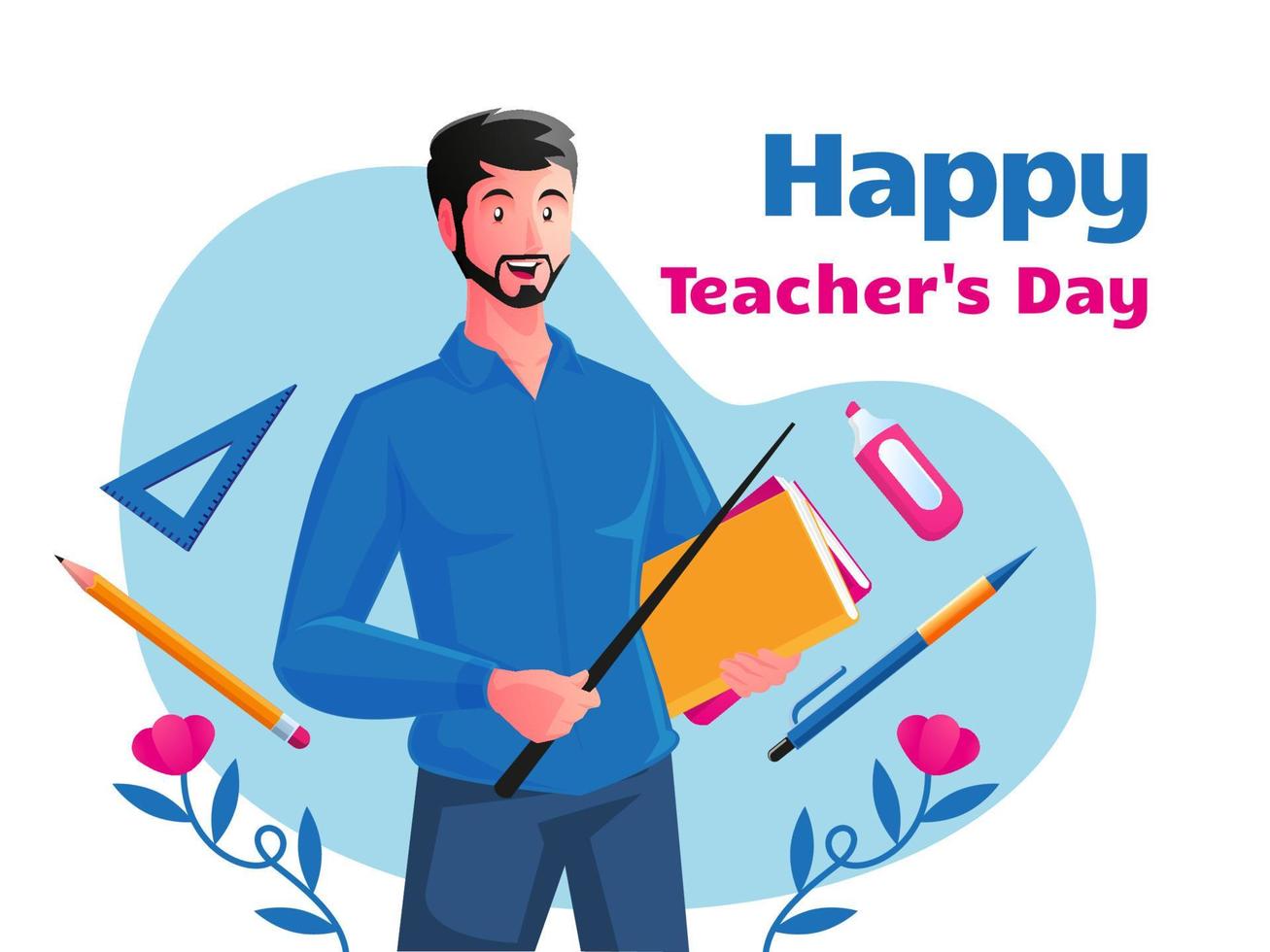 happy teachers day thank you teacher vector