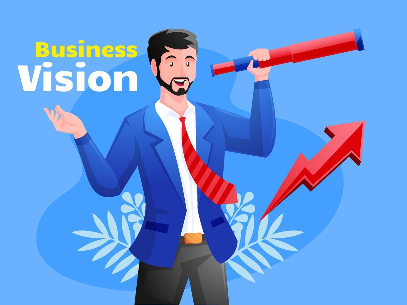 Business vision illustration with telescope vector