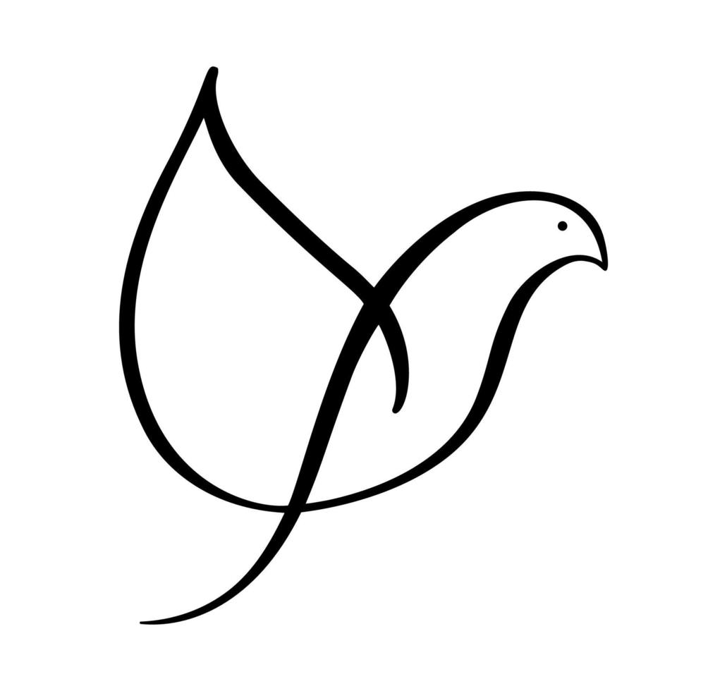 Cute Hand Drawn calligraphy dove for design vector