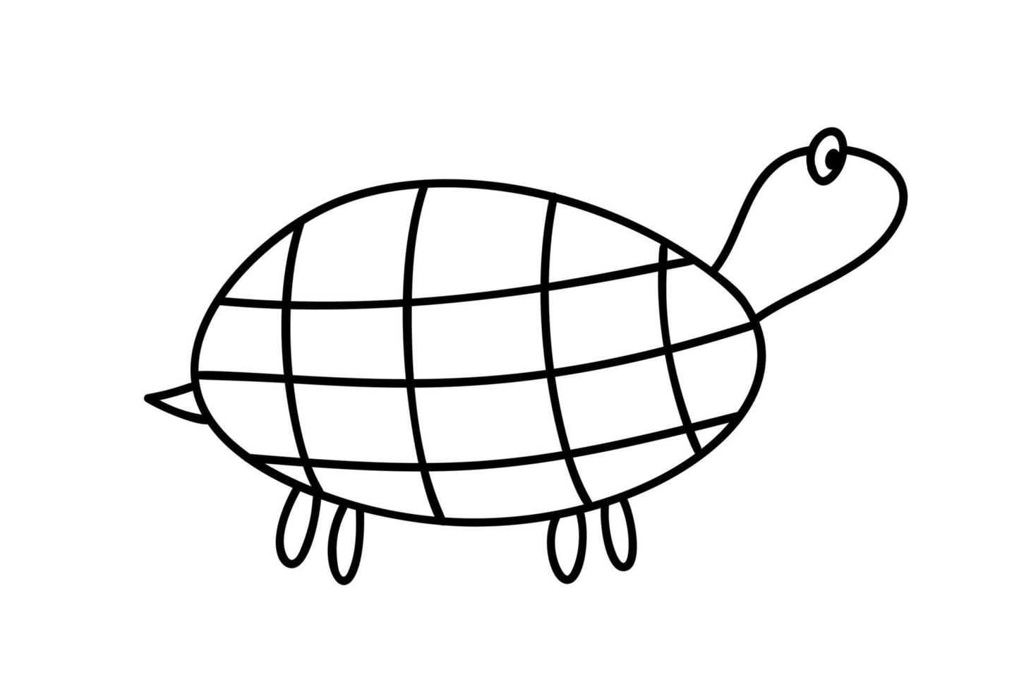 dibujo a mano niños línea animal tortuga. vector