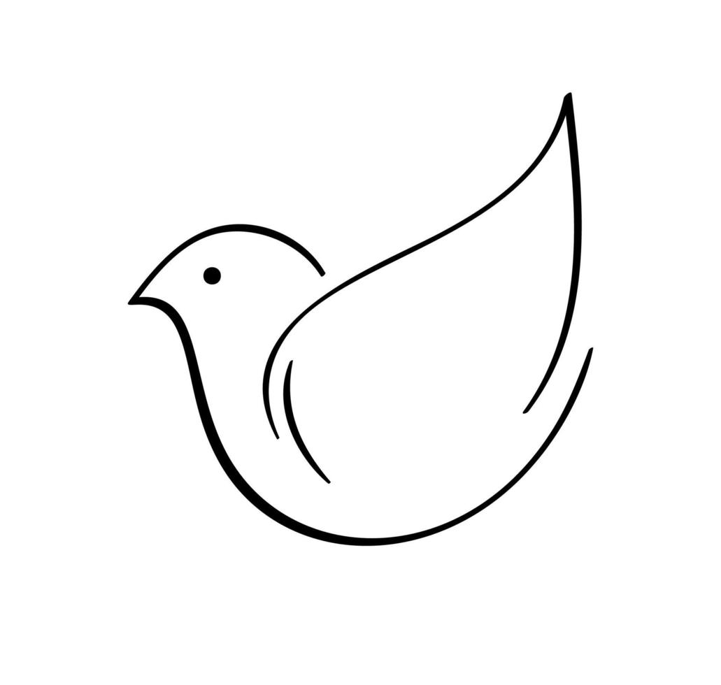 Bird brush line. Cute Hand Drawn calligraphy dove for design. vector