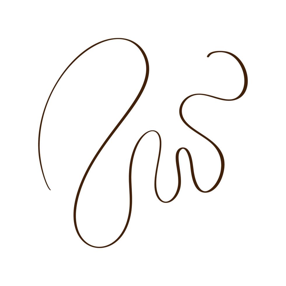 Abstract Vector Wavy calligraphy line. Black and white illustration