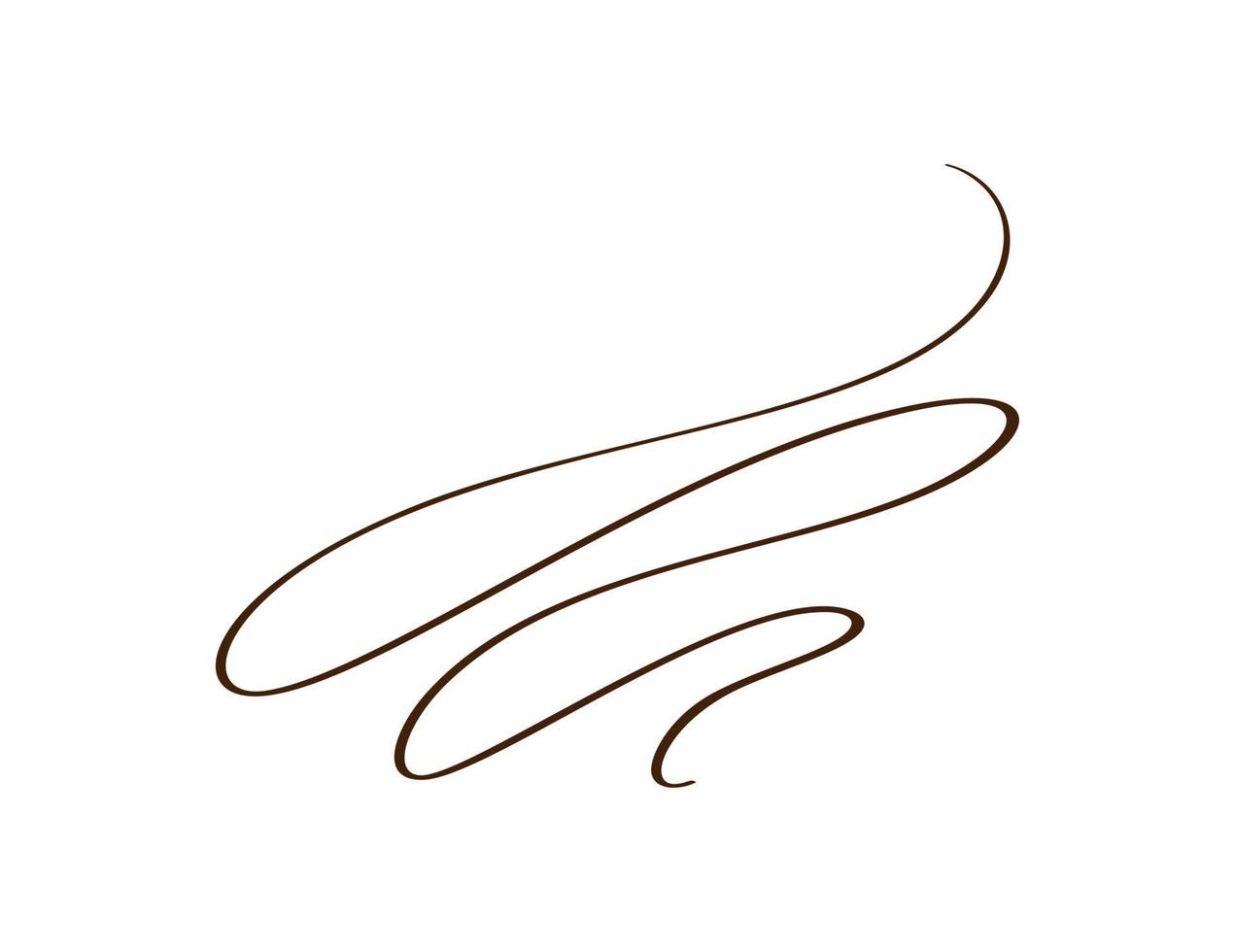 Abstract Vector Wavy calligraphy divider line. Brown illustration. Element of design for posters and flyers story