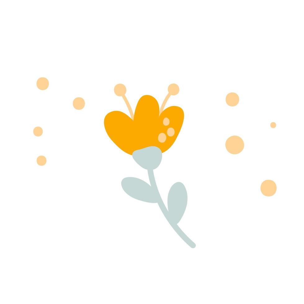 Hand drawn stylized vector flower with dots