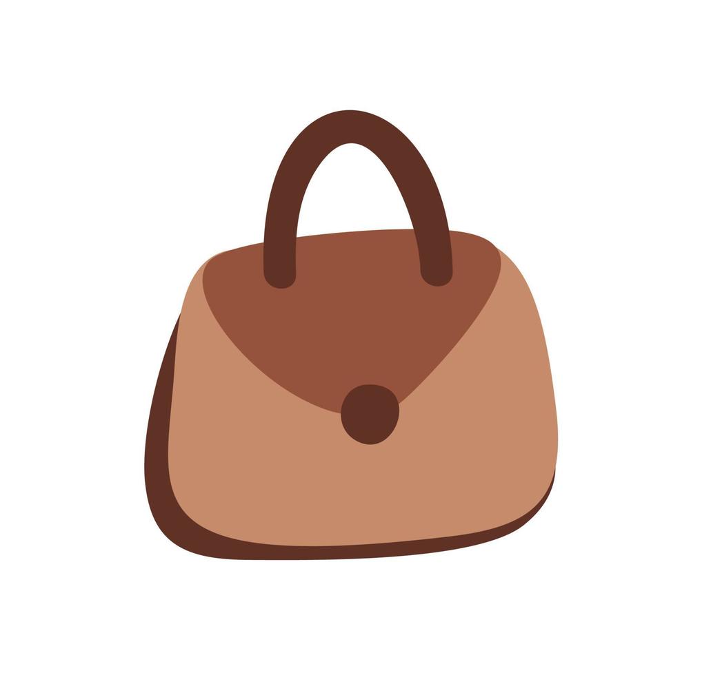 Bolso de mujer de cuero marrón vector aislado sobre fondo blanco.