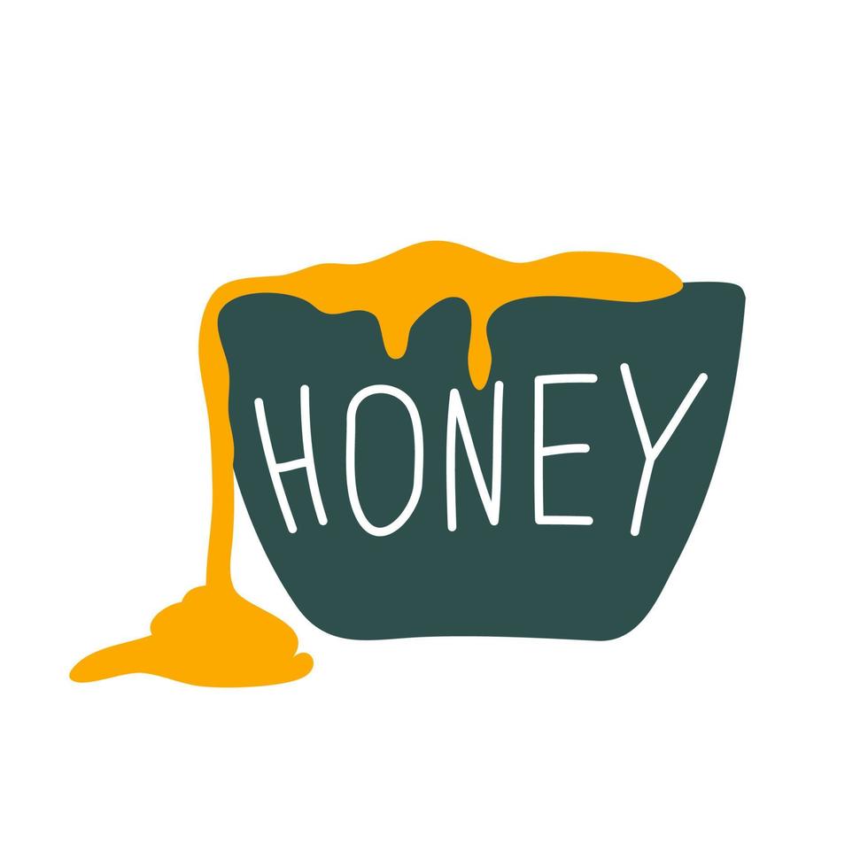 Vector scandinavian bee honey on plate with text HONEY