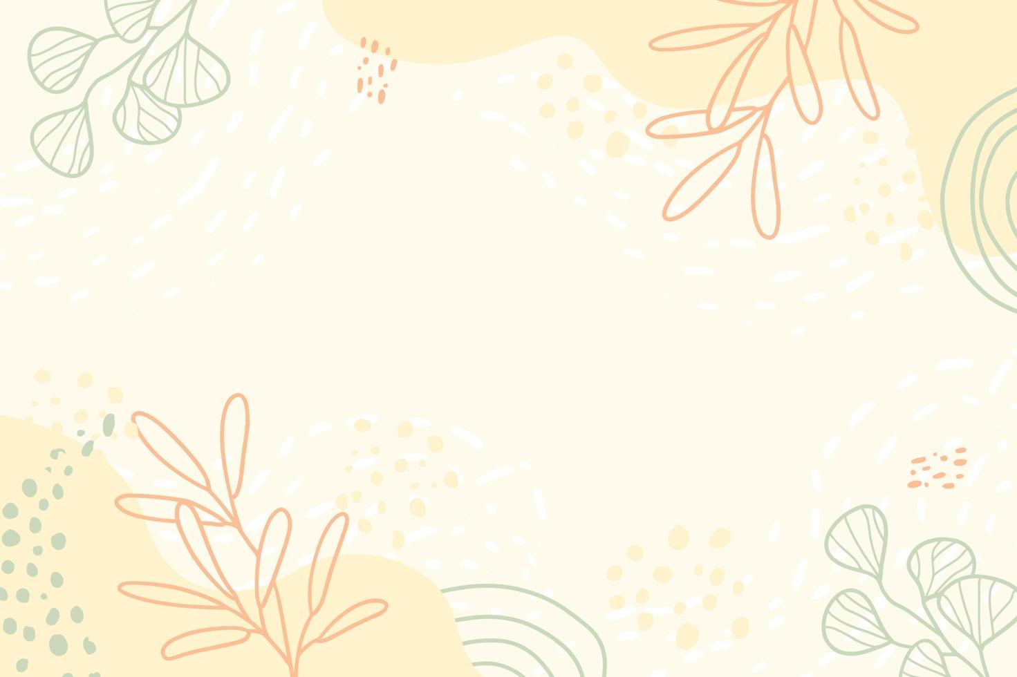 beautiful hand drawn floral with yellow background vector