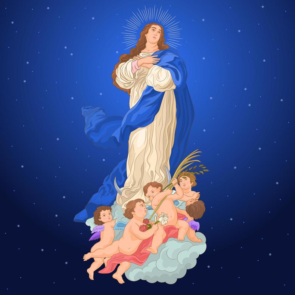 Immaculate conception Virgin Mary catholic advocacy vector