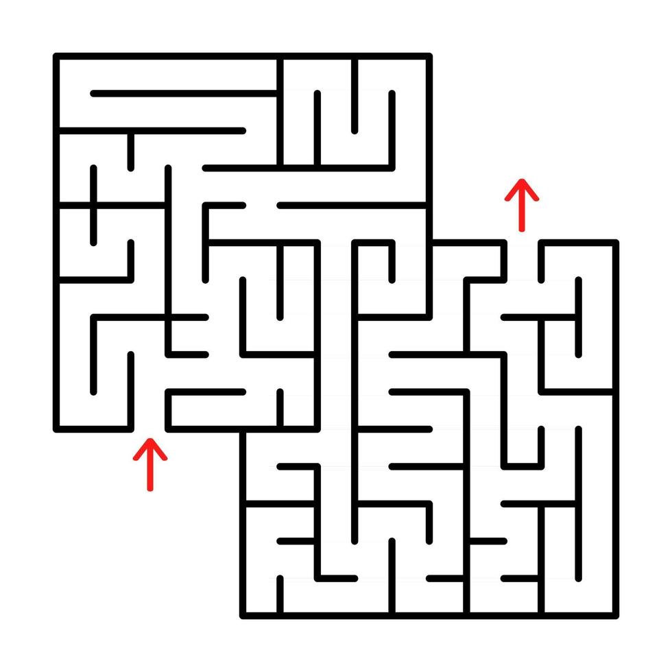 Abstract square isolated labyrinth. Black color on a white background. A useful game for young children. Simple flat vector illustration. With a place for your drawings