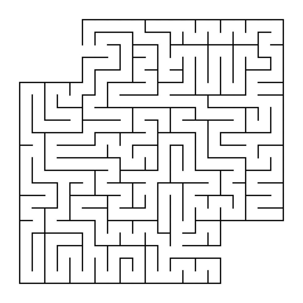 Abstract square isolated labyrinth. Black color on a white background. An interesting game for children and adults. Simple flat vector illustration. With a place for your drawings