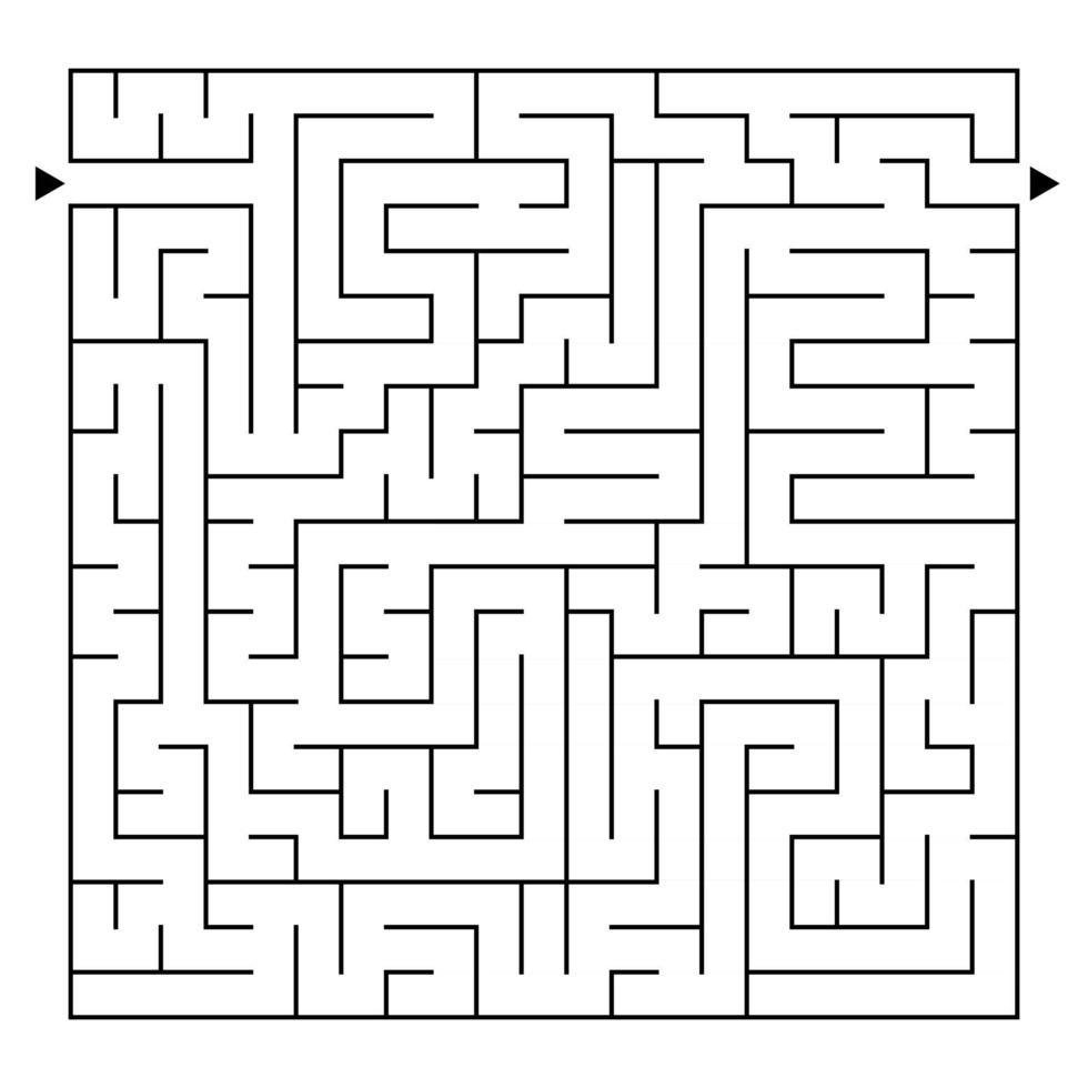 laberinto aislado cuadrado complejo abstracto. color negro sobre fondo blanco. un juego interesante para niños y adultos. Ilustración de vector plano simple.