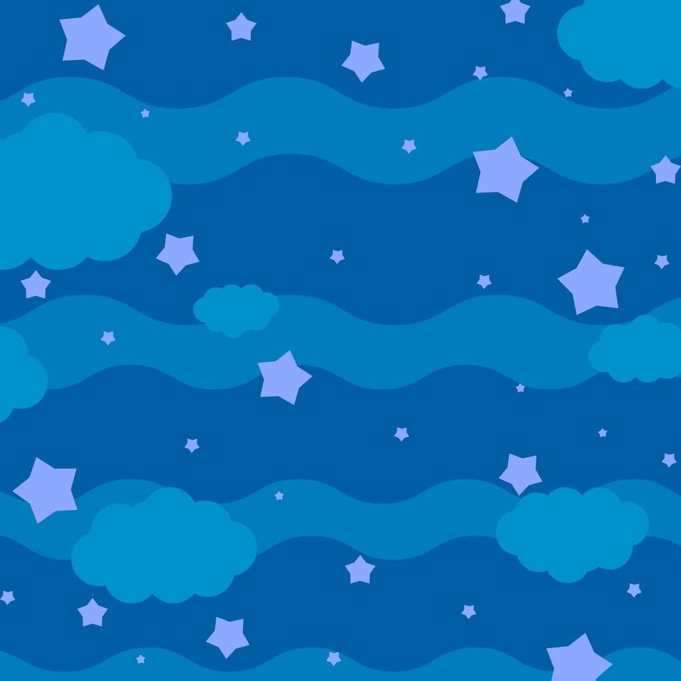 Colorful abstract background with night sky, stars and clouds. Simple flat vector illustration.