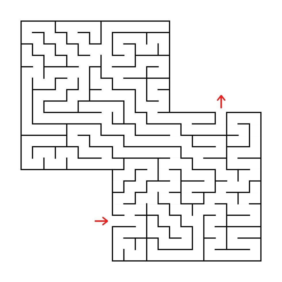 Abstract square isolated maze. Black color. An interesting and useful game for children and adults. Simple flat vector illustration. With a place for your image