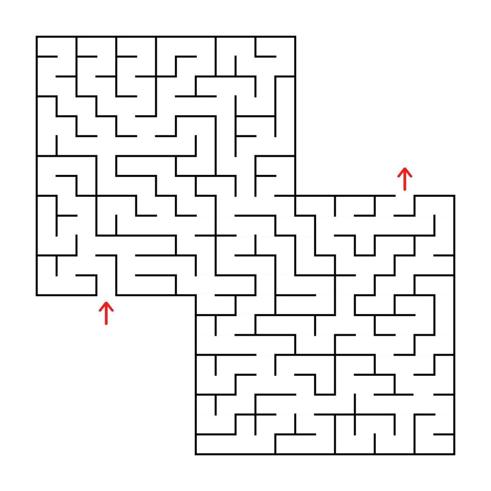 Abstract square isolated maze. Black color. An interesting and useful game for children and adults. Simple flat vector illustration. With a place for your image