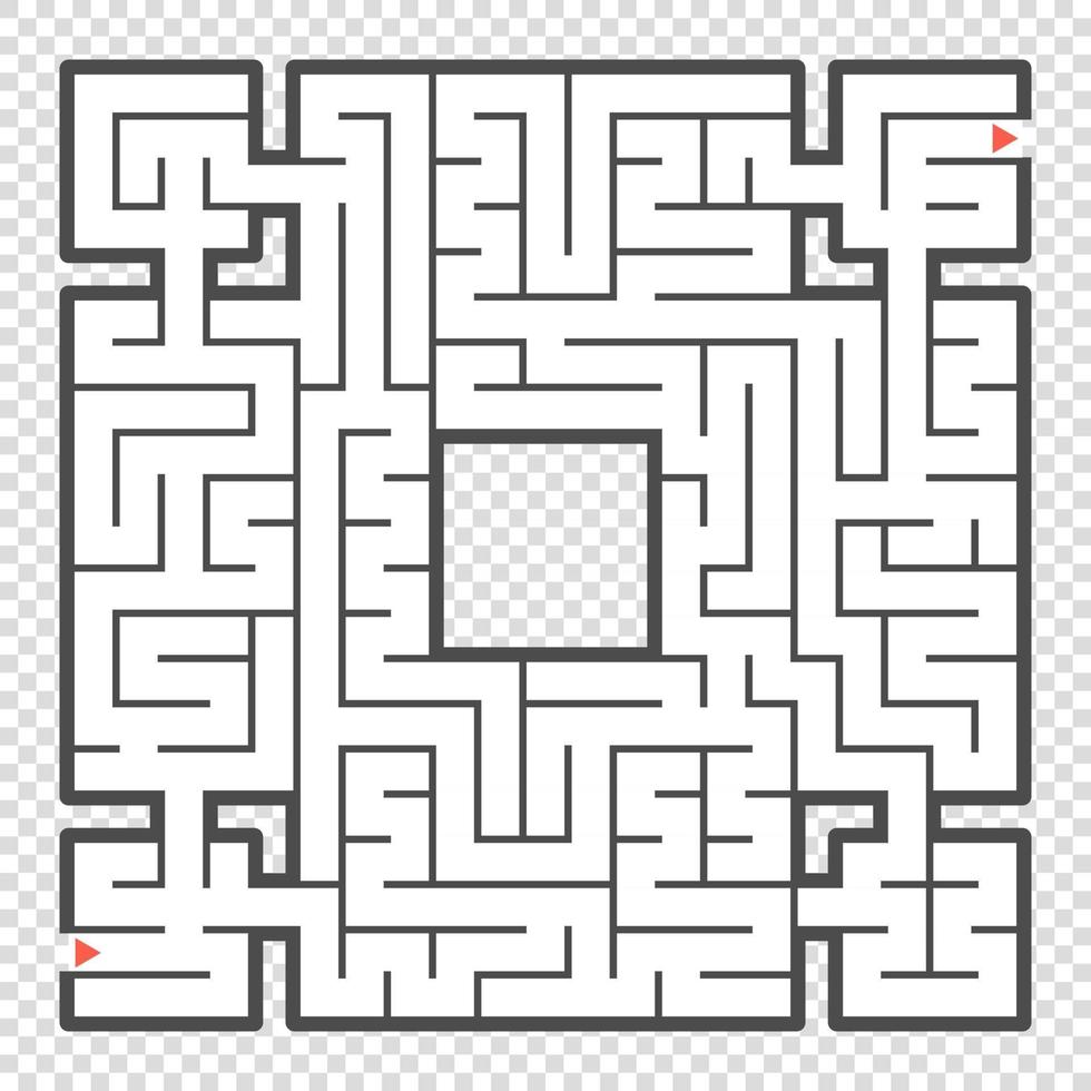 Abstract square maze. An interesting game for teenagers and adults. A simple flat vector illustration isolated on a transparent background.