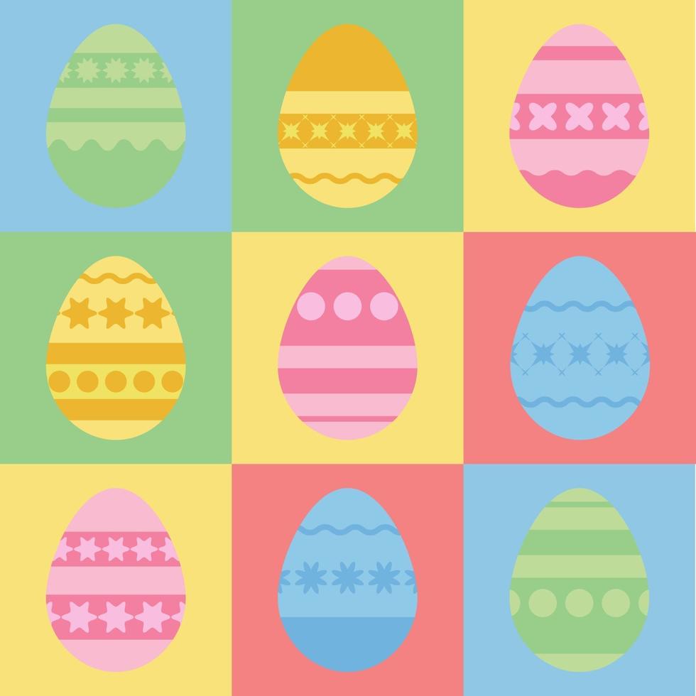Set of colored silhouettes of isolated Easter eggs. With an abstract pattern. Simple flat vector illustration. Suitable for decoration of postcards, advertising, magazines, websites.