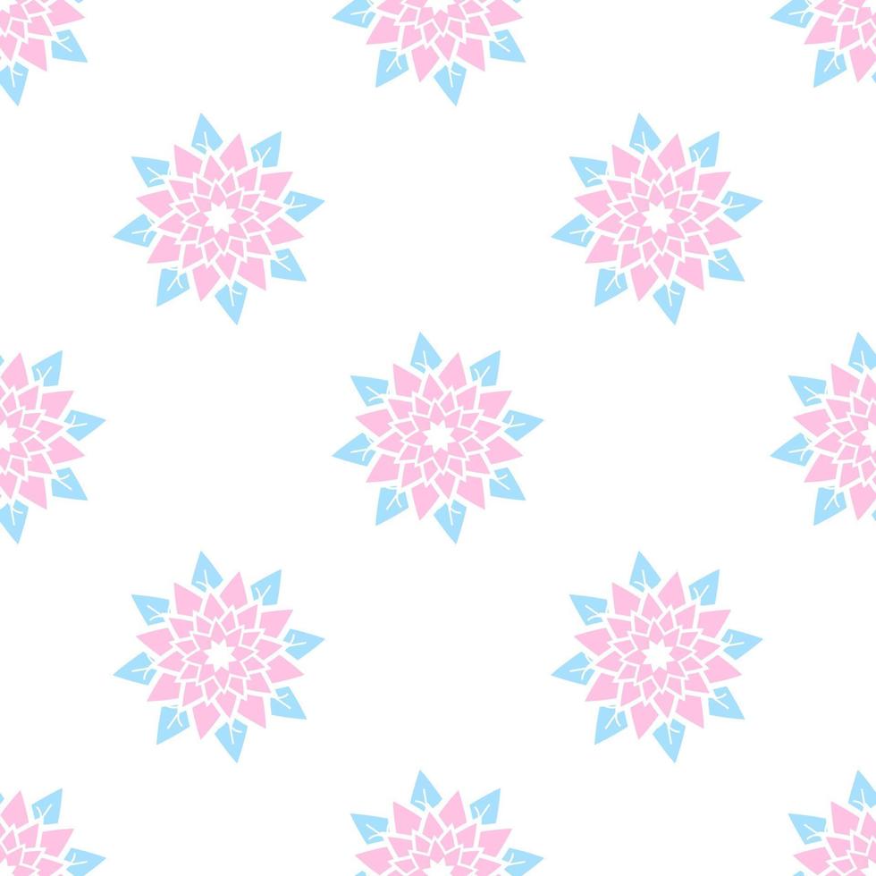 Colorful seamless pattern of abstract flowers on a white background. Simple flat vector illustration. For the design of paper wallpaper, fabric, wrapping paper, covers, web sites.