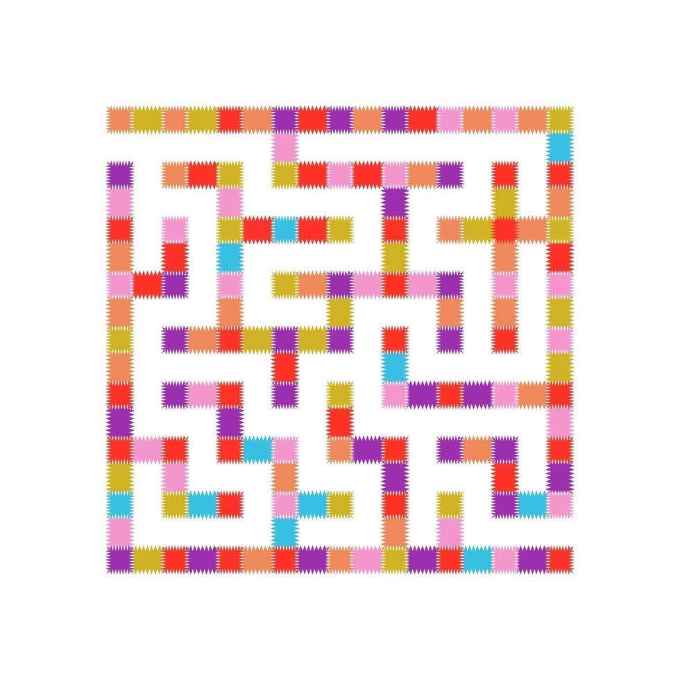 Square color labyrinth. An interesting game for children. Simple flat vector illustration isolated on white background.