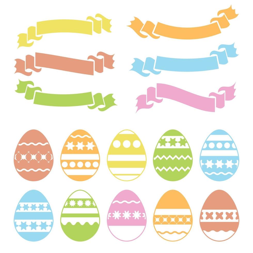 Conjunto de huevos de pascua aislados de colores vector