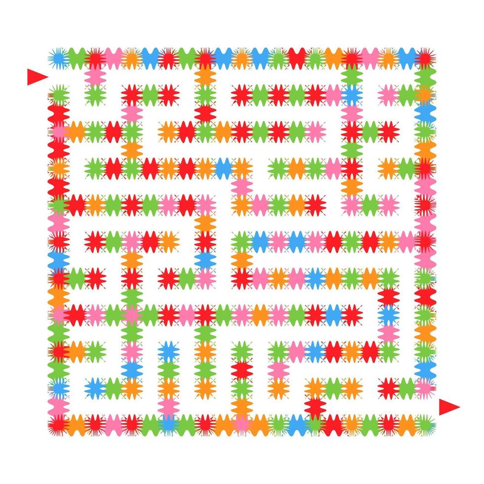 Abstract colored square maze. An interesting game for children and teenagers. Simple flat vector illustration isolated on white background.