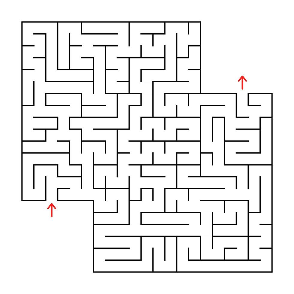 Abstract square isolated maze. Black color. An interesting and useful game for children and adults. Simple flat vector illustration. With a place for your image