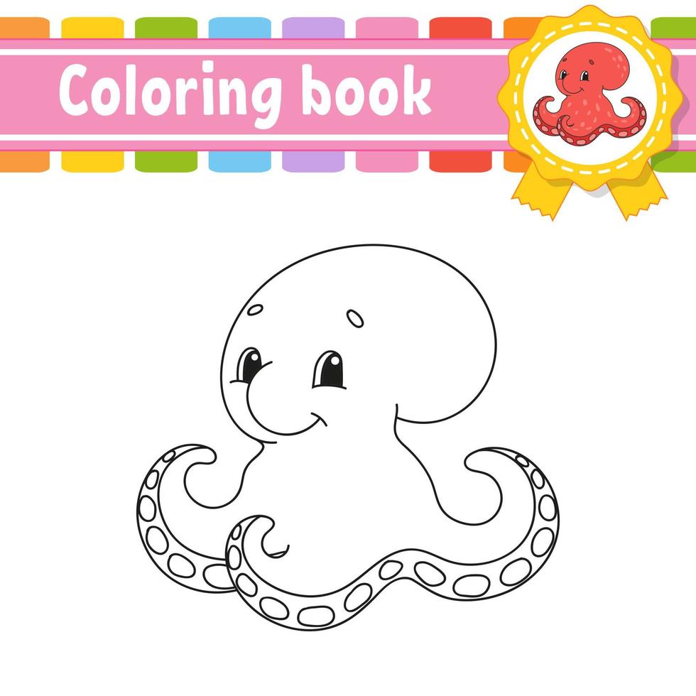Coloring book for kids. Cheerful character. Vector illustration. Cute cartoon style. Fantasy page for children. Black contour silhouette. Isolated on white background.