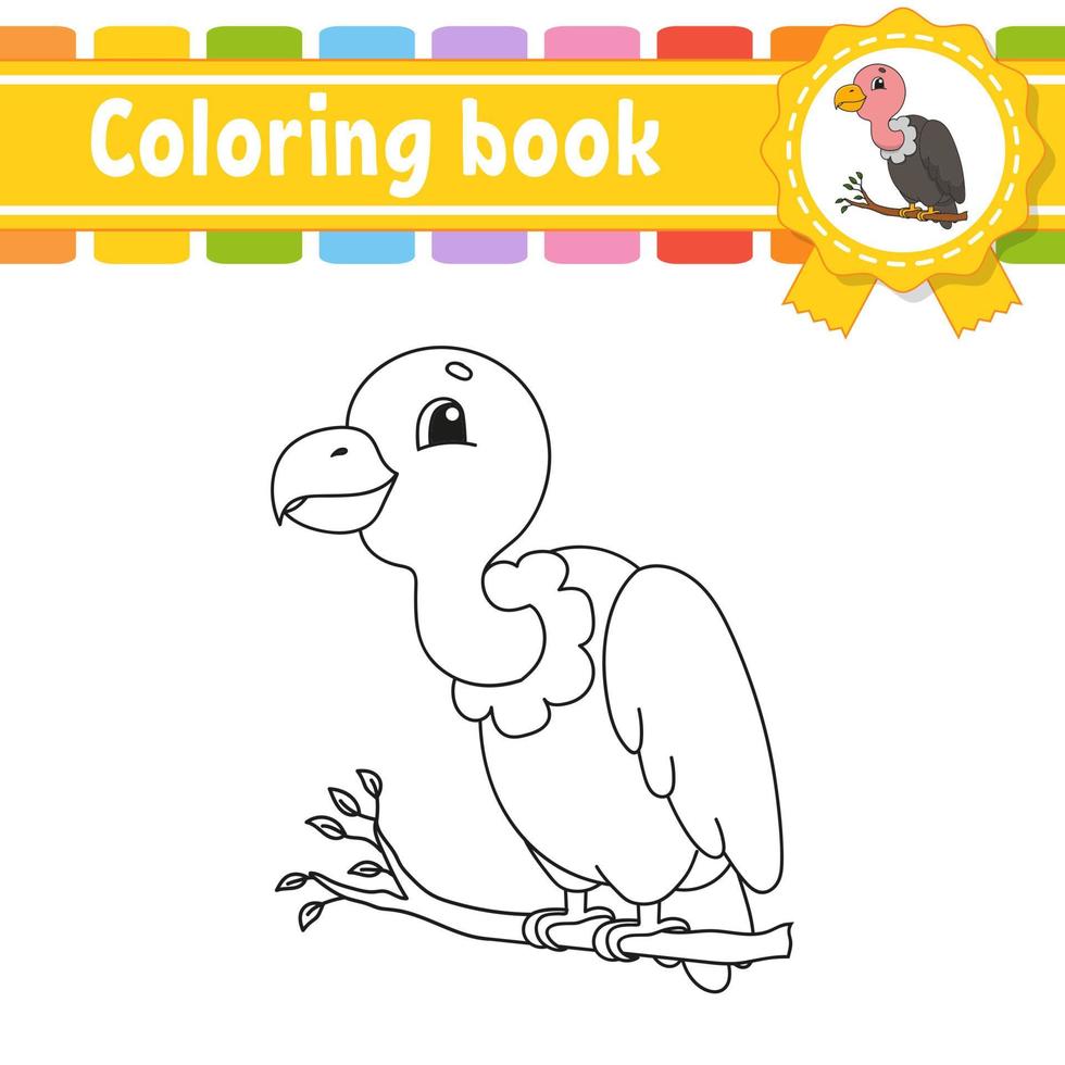 libro para colorear para niños. carácter alegre. ilustración vectorial. estilo de dibujos animados lindo. página de fantasía para niños. silueta de contorno negro. aislado sobre fondo blanco. vector