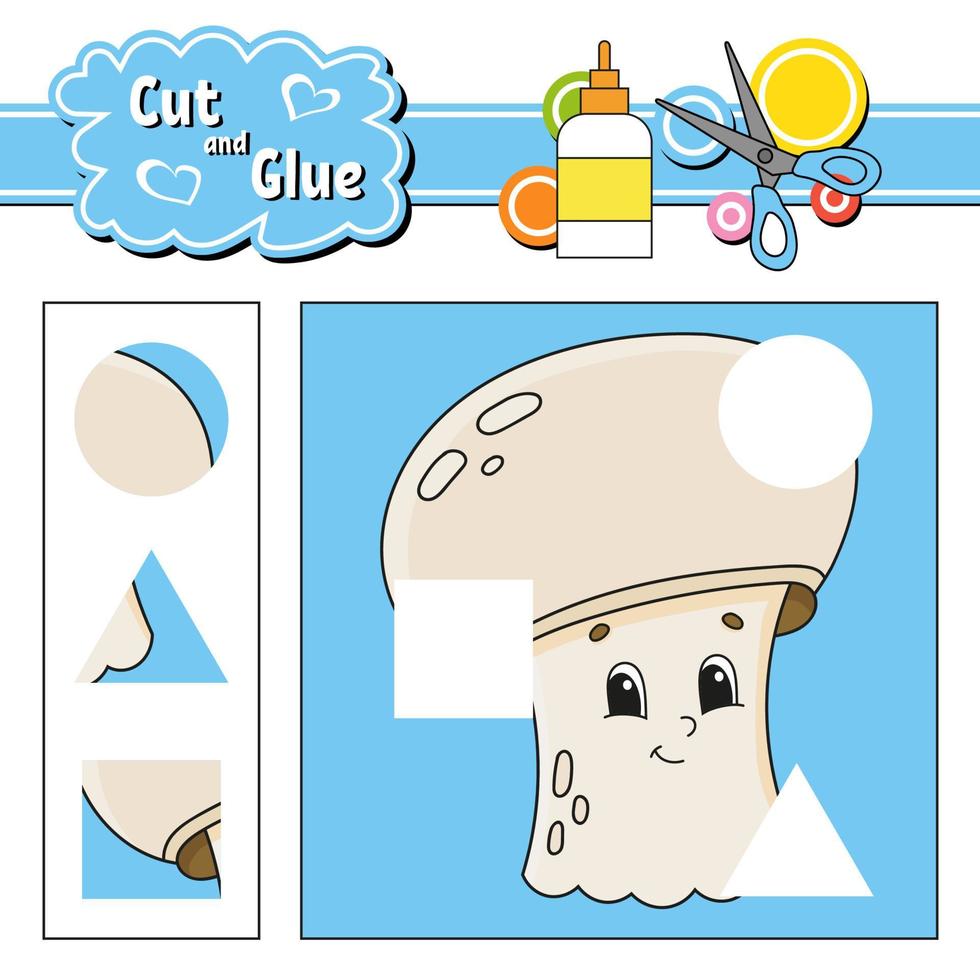 Cut and glue. Education developing worksheet. Activity page. Game for children. Isolated vector illustration in cute cartoon style.