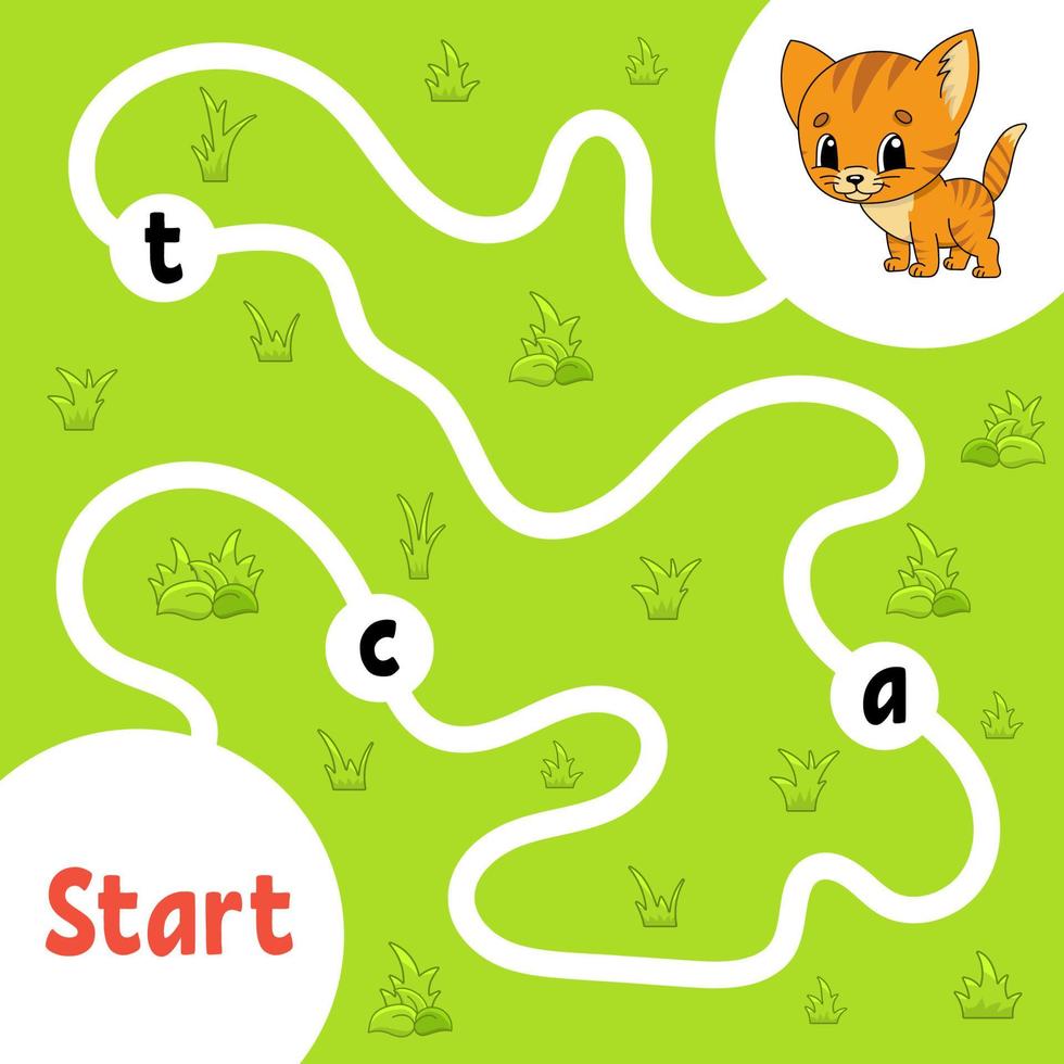 Logic puzzle game. Learning words for kids. Find the hidden name. Education developing worksheet. Activity page for study English. Game for children. Isolated vector illustration. Cartoon style.