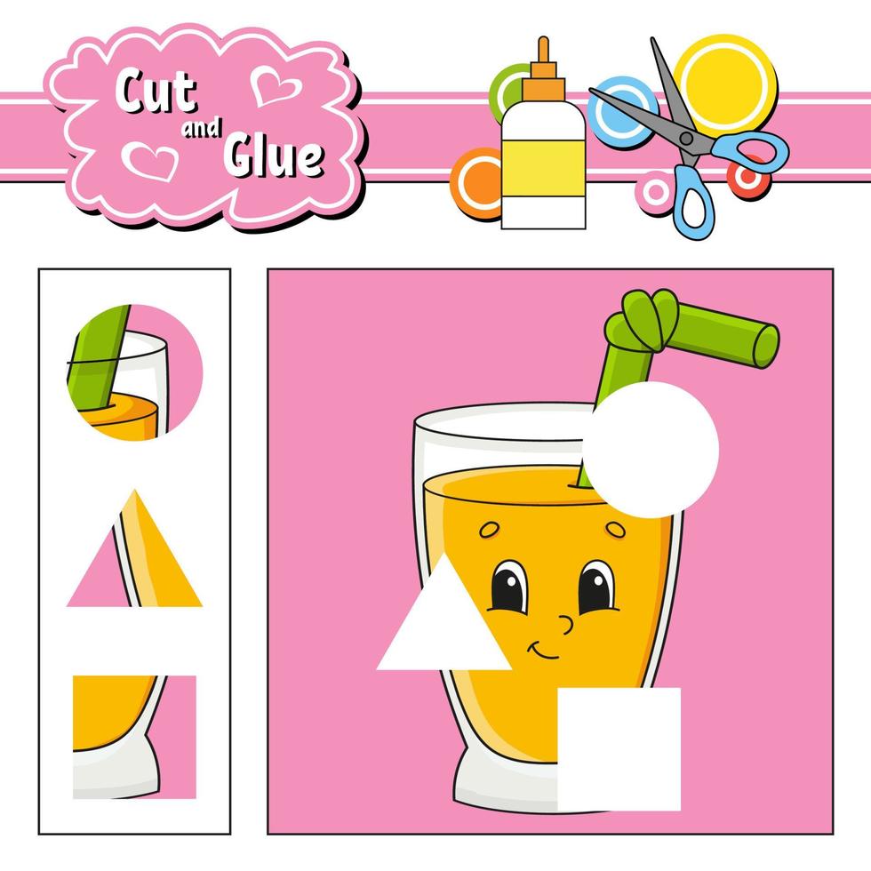 Cut and glue. Education developing worksheet. Activity page. Game for children. Isolated vector illustration in cute cartoon style.