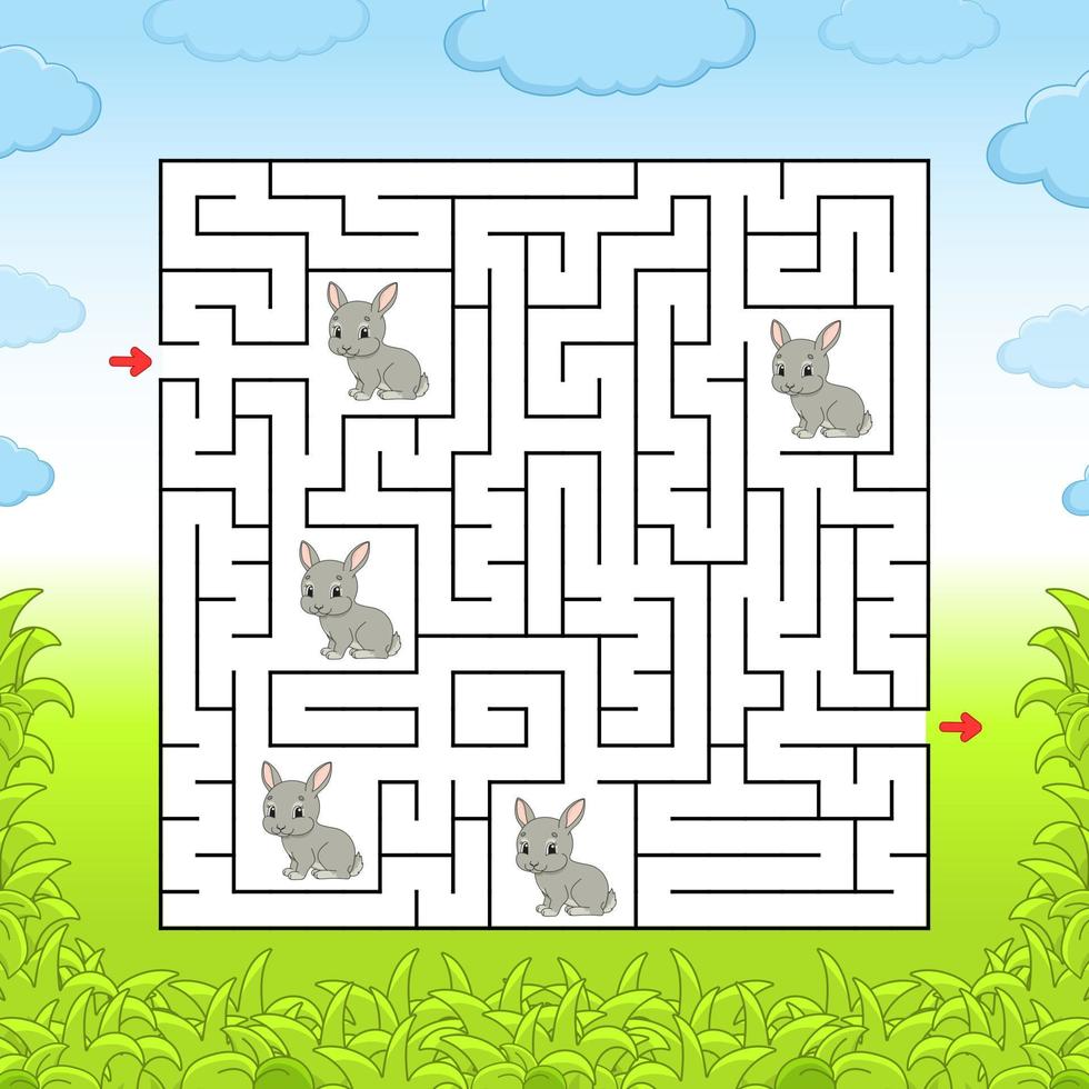 Maze. Game for kids. Funny labyrinth. Education developing worksheet. Activity page. Puzzle for children. Cute cartoon style. Riddle for preschool. Logical conundrum. Color vector illustration.