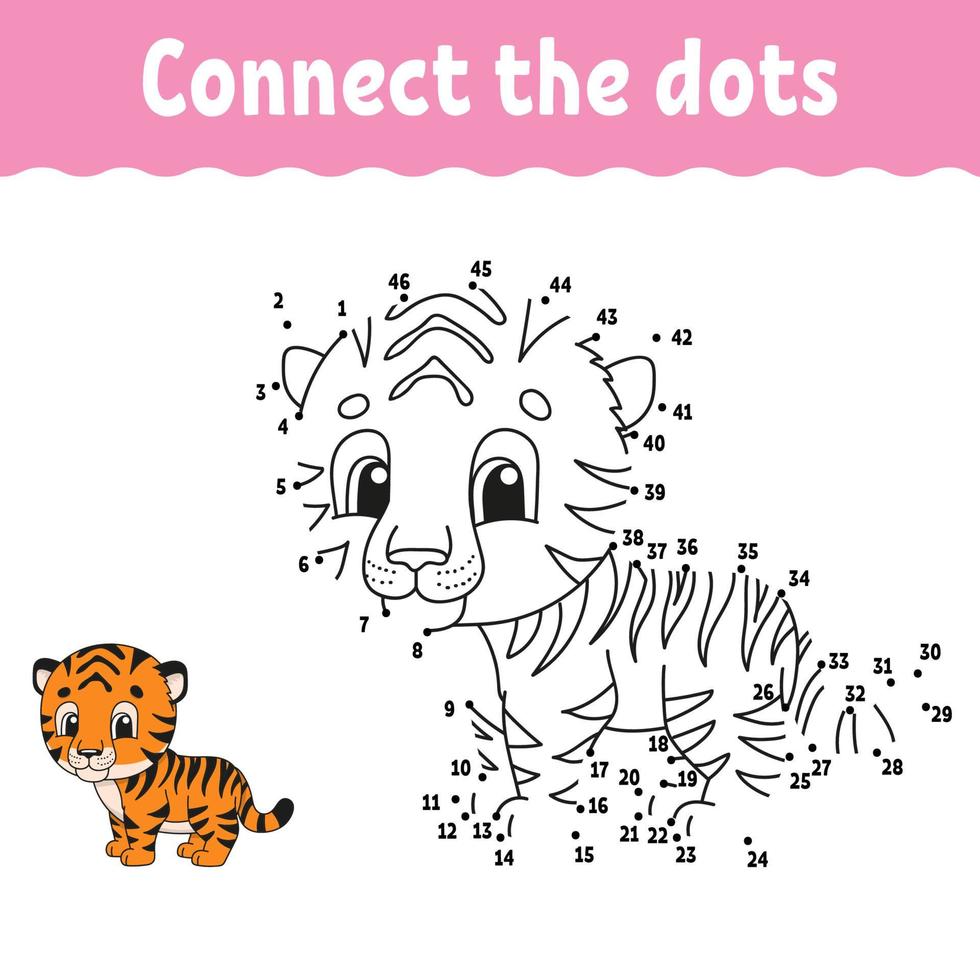 Dot to dot. Draw a line. Handwriting practice. Learning numbers for kids. Education developing worksheet. Activity coloring page. Game for toddler. Isolated vector illustration. Cartoon style.