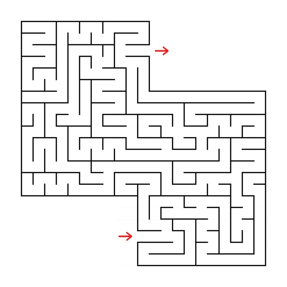 Abstract square isolated maze. Black color. An interesting and useful game for children and adults. Simple flat vector illustration. With a place for your image