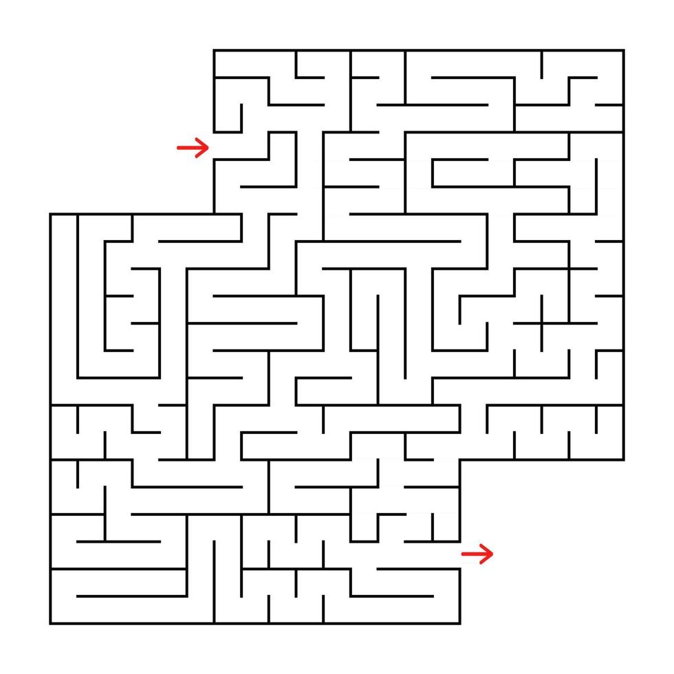 Abstract square isolated maze. Black color. An interesting and useful game for children and adults. Simple flat vector illustration. With a place for your image