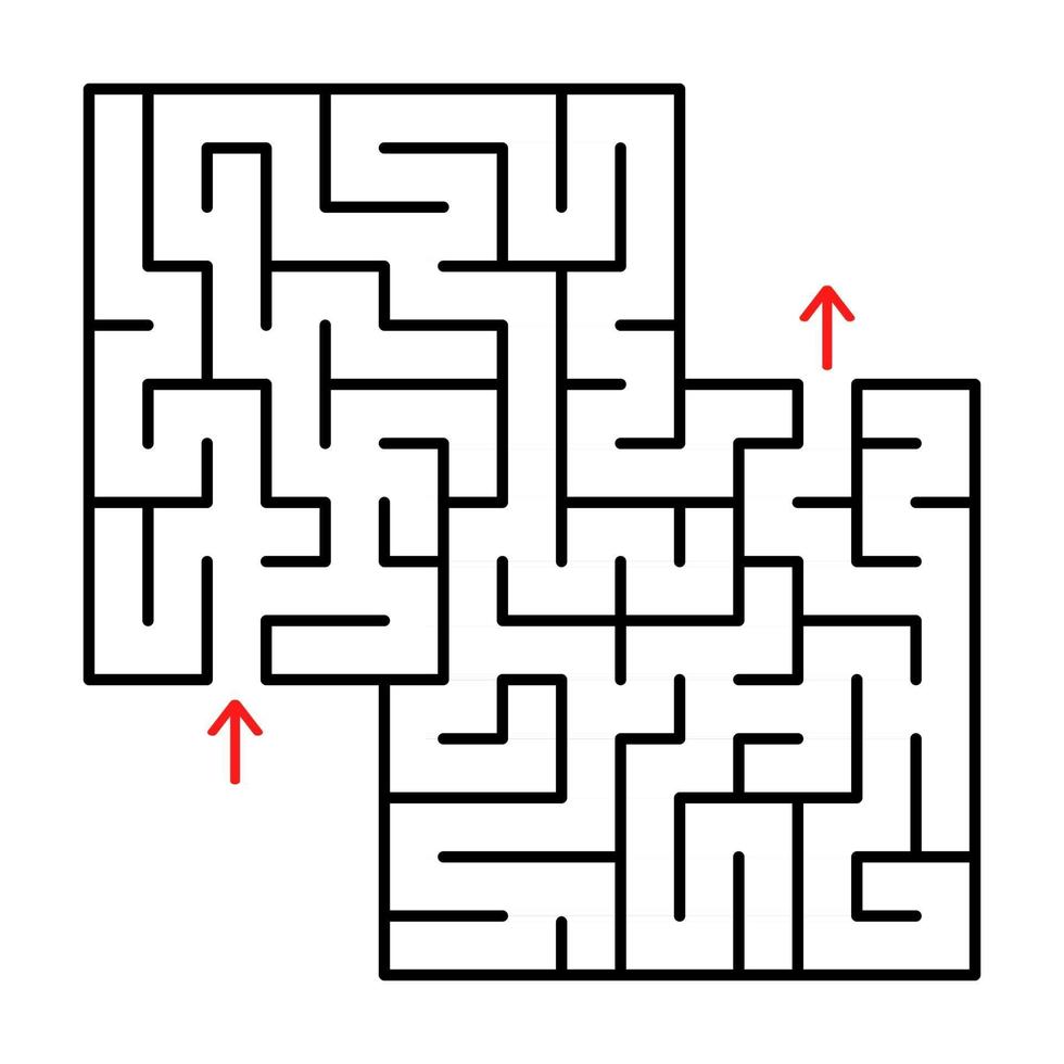 Abstract square isolated labyrinth. Black color on a white background. A useful game for young children. Simple flat vector illustration. With a place for your drawings