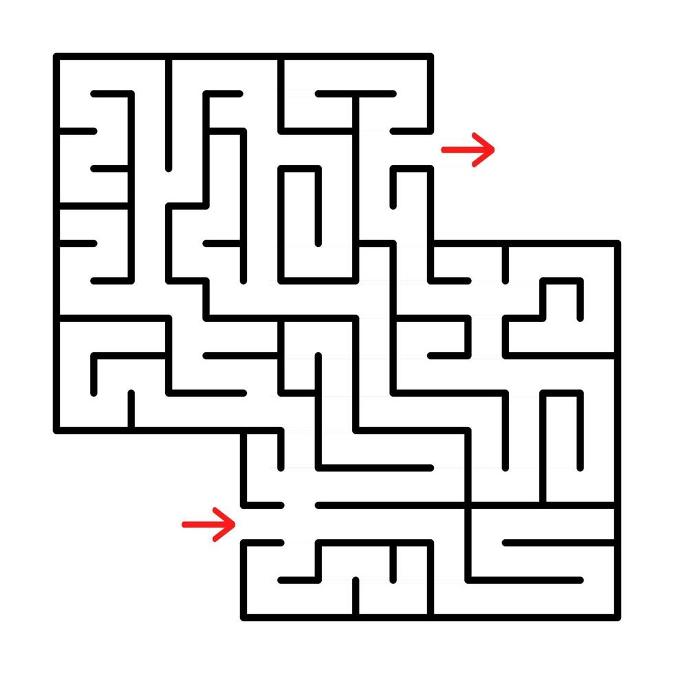 Abstract square isolated labyrinth. Black color on a white background. A useful game for young children. Simple flat vector illustration. With a place for your drawings