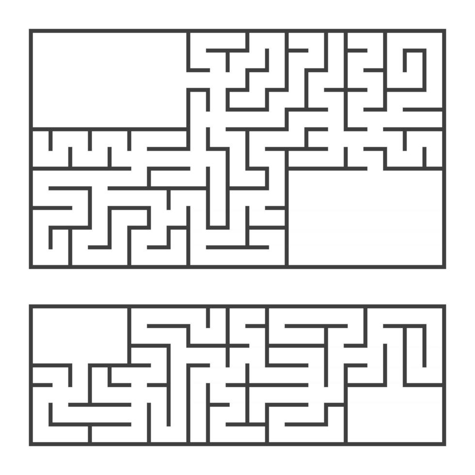 A set of two rectangular mazes with an entrance and an exit. Simple flat vector illustration isolated on white background. With a place for your image